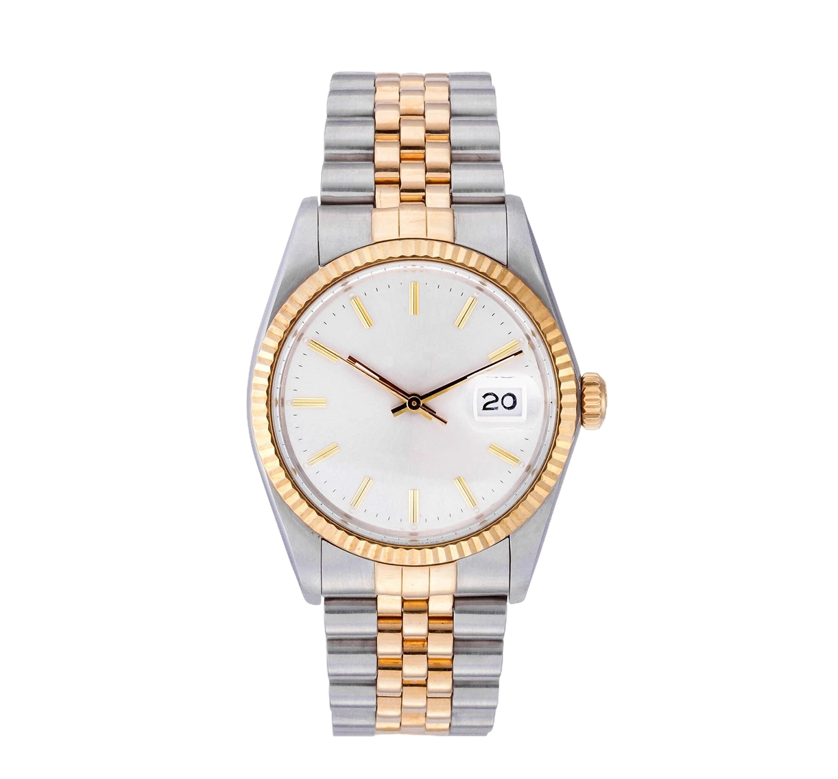 elegant-watch-with-silver-golden-chain-isolated